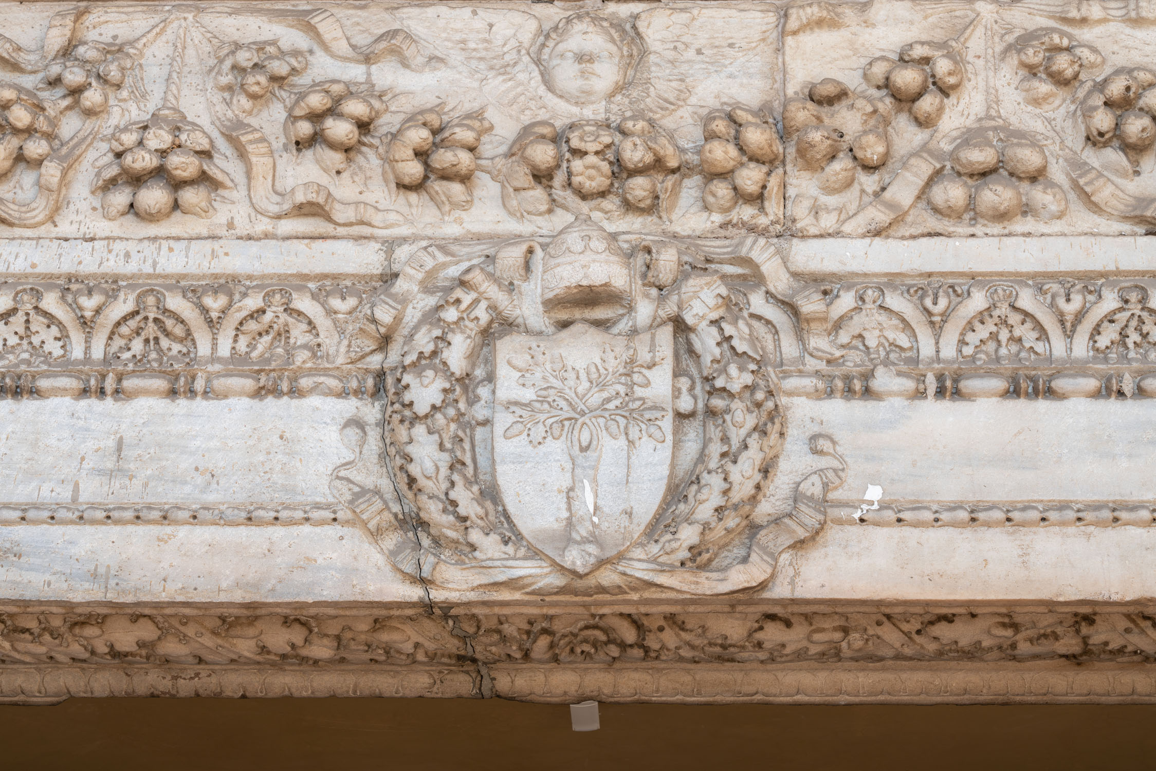 Saxia Museum | Percorsi | Corsie Sistine | Stemma marmoreo della Rovere - Particolare